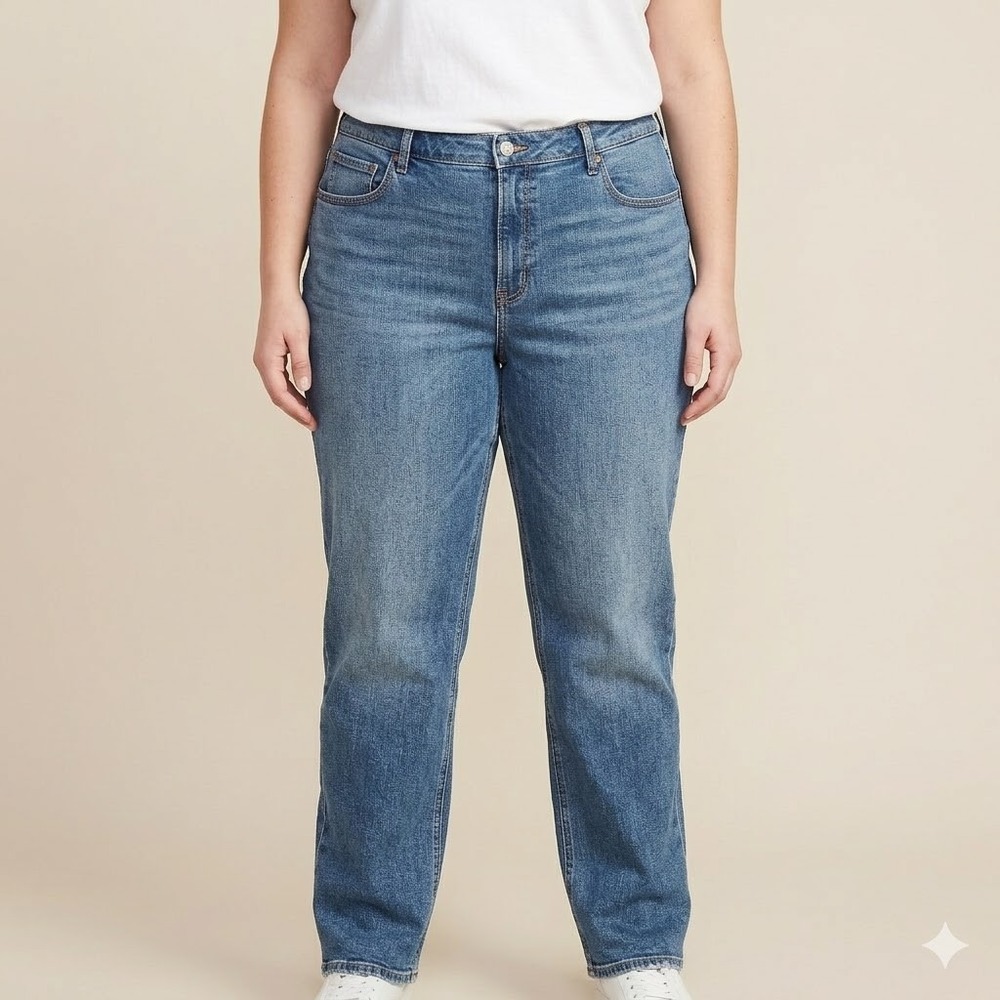Old Navy Curvy Straight Jeans Size 20 Blue Stretch‎ Denim